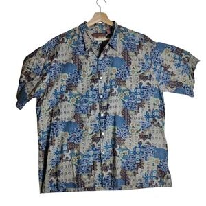 Reyn Spooner Cotton Button Front Mixed Pattern Hawaiian Shirt Mens XXL